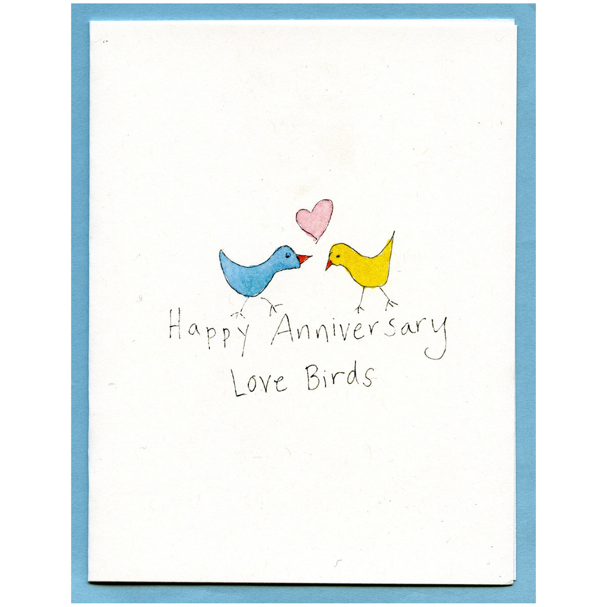 Handgefertigte Happy Anniversary Karte ‚Love Birds‘ – 22x22 Cm, Mit Umschlag, Weißer Baumwollkarton