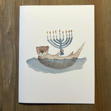 Otter Hanukkah Blank Card