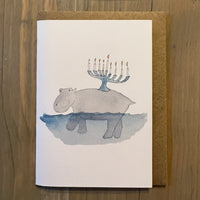 Hippo Hanukkah Enclosure Card