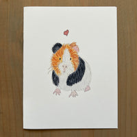 Calico Guinea Pig Love Blank Card