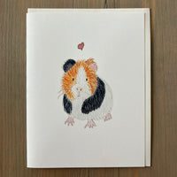 Calico Guinea Pig Love Blank Card