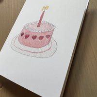 Sweet Heart Birthday Cake Blank Card