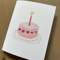 Sweet Heart Birthday Cake Blank Card