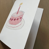 Sweet Heart Birthday Cake Blank Card