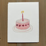 Sweet Heart Birthday Cake Blank Card