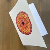 Pink Yellow Orange Zinnia Blank Card