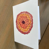 Pink Yellow Orange Zinnia Blank Card