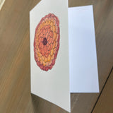 Pink Yellow Orange Zinnia Blank Card