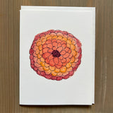Pink Yellow Orange Zinnia Blank Card