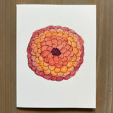 Pink Yellow Orange Zinnia Blank Card