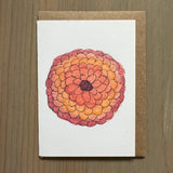 Pink Yellow Orange Zinnia Enclosure Card