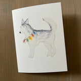Sonoma & Christmas Lights - Husky  Blank Card