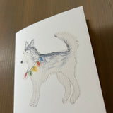 Sonoma & Christmas Lights - Husky  Blank Card