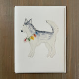 Sonoma & Christmas Lights - Husky  Blank Card