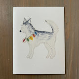 Sonoma & Christmas Lights - Husky  Blank Card