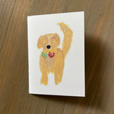 Bebe and Her Christmas Tennis Ballies - Golden Retriever Enclosure Card