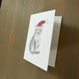Stormy Santa Kitty - Gray Cat Enclosure Card