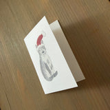 Stormy Santa Kitty - Gray Cat Enclosure Card