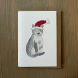 Stormy Santa Kitty - Gray Cat Enclosure Card