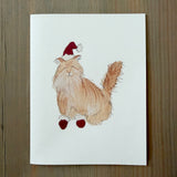 879 Katniss Santa Kitty - Orange Cat Blank Card