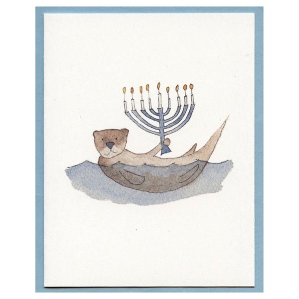 Otter Hanukkah Blank Card