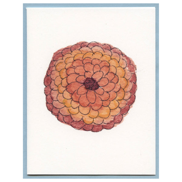 Pink Yellow Orange Zinnia Blank Card